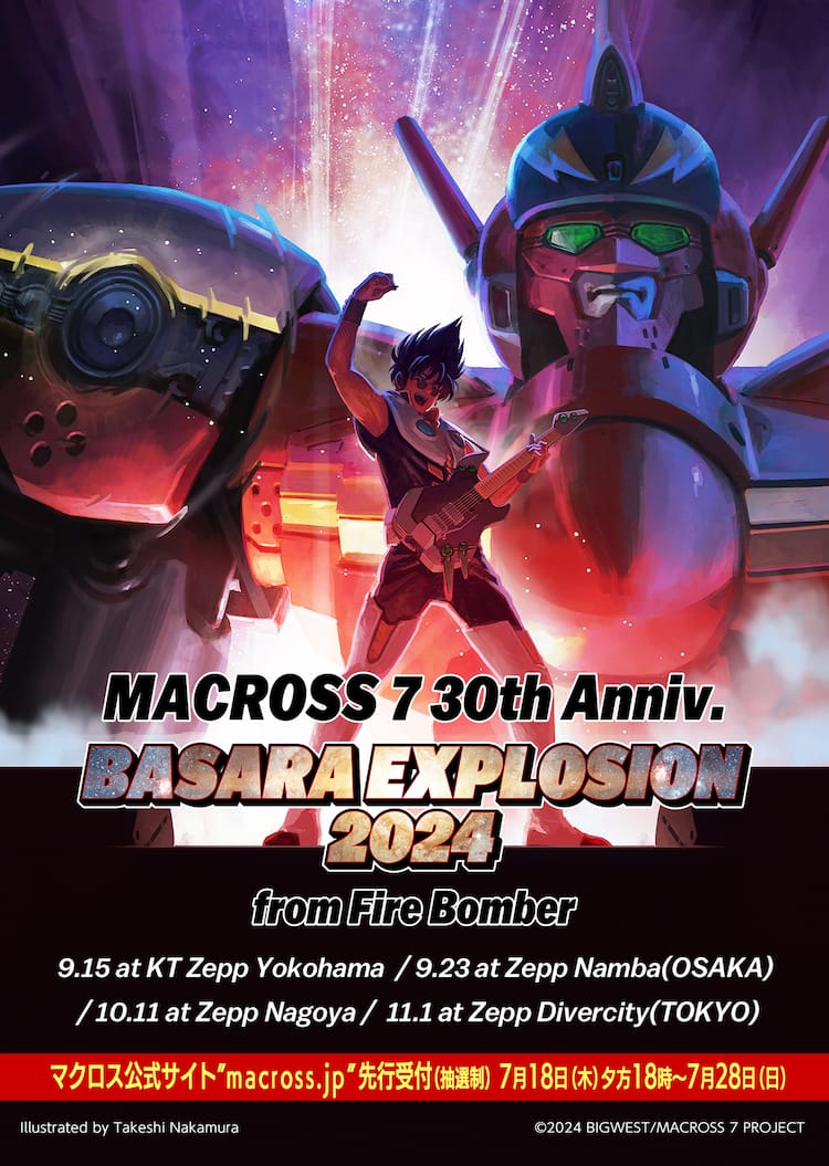 マクロス7」ファイヤーバルキリーを背に熱気バサラが立つライブ 