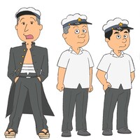 「サザエさん」キャラクタービジュアル。左から長田庄平、松尾駿、せいや。 (c)長谷川町子美術館