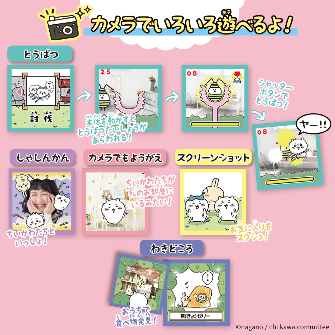 「ちいかわ カメラでヤーッ!!」の遊び方。