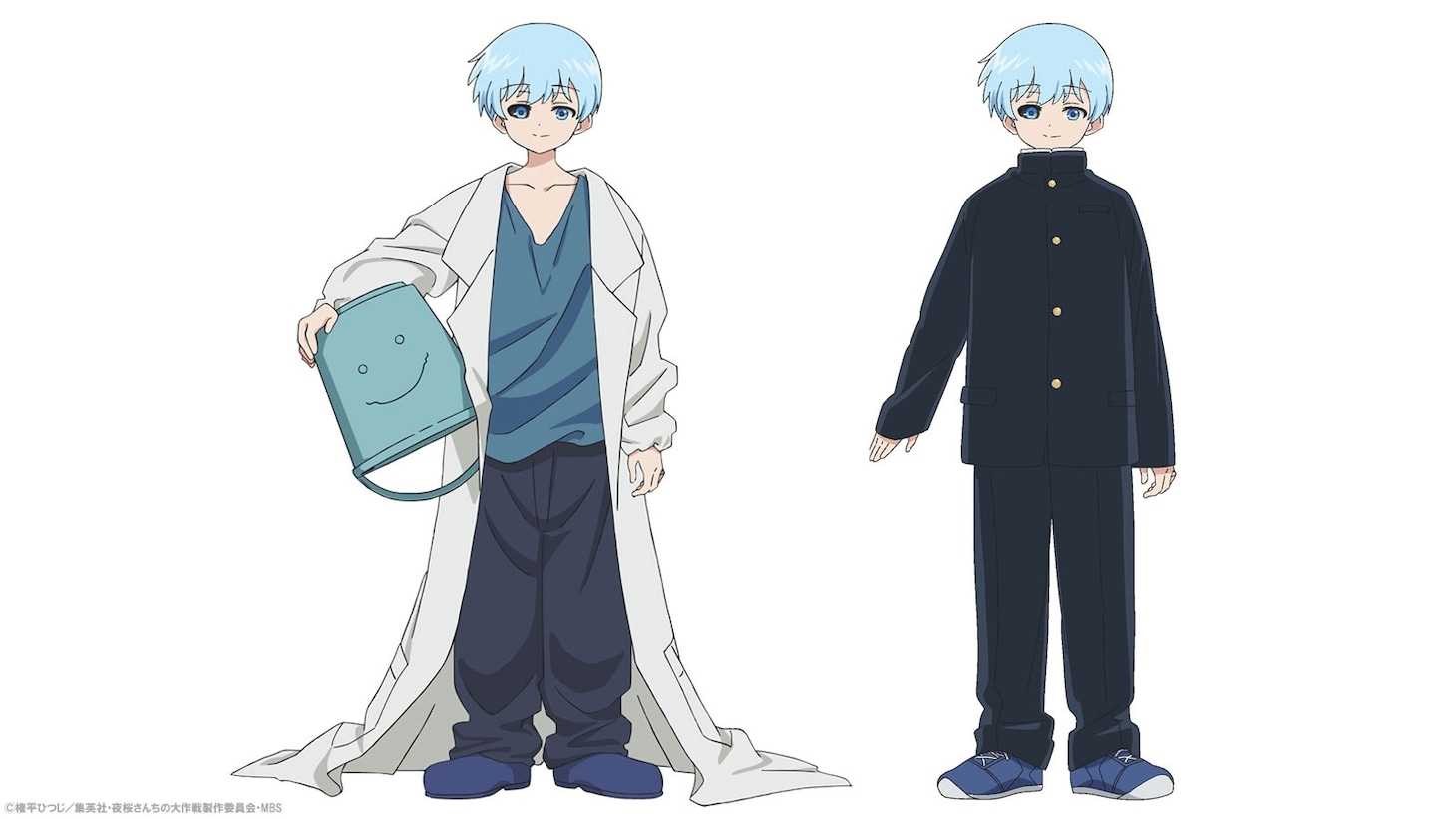 夜桜七悪の新たなキャラクター設定画。左から、「白衣 ver.」と「制服 ver.」。