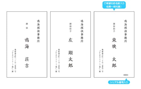 「鳴海探偵事務所名刺3点セット」