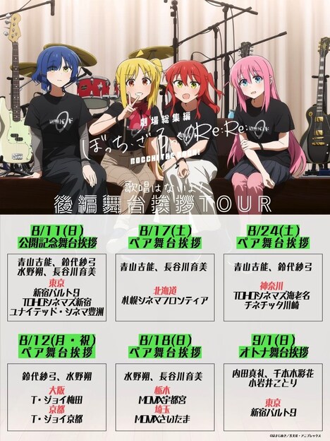 「劇場総集編ぼっち・ざ・ろっく！Re:Re:」舞台挨拶の一覧。