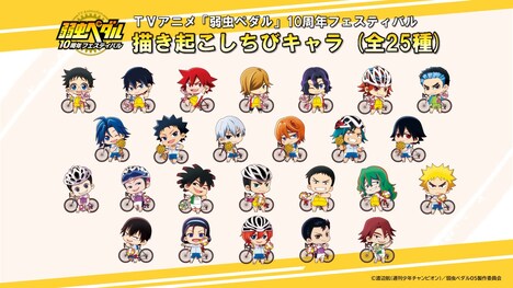 「TVアニメ『弱虫ペダル』10周年フェスティバル」のグッズなどに用いられるちびキャラ。