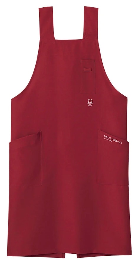プレゼントに用意された赤のエプロン。