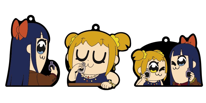 「クライナー × ポプテピピッククソコラボボックス」に付属するラバーキーホルダー。 (c)大川ぶくぶ／竹書房・キングレコード