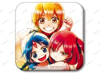 会場でのトレーディングカラーイラスト缶バッジのBOX購入特典「アラジン＆アリババ・サルージャ＆モルジアナ カラーイラストスクエア缶バッジ」