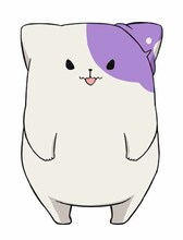 プラム（CV：久野美咲）。きのこいぬと見た目がそっくりな模様がプラム色の不思議な生きもの。果たしてその正体はいかに……？