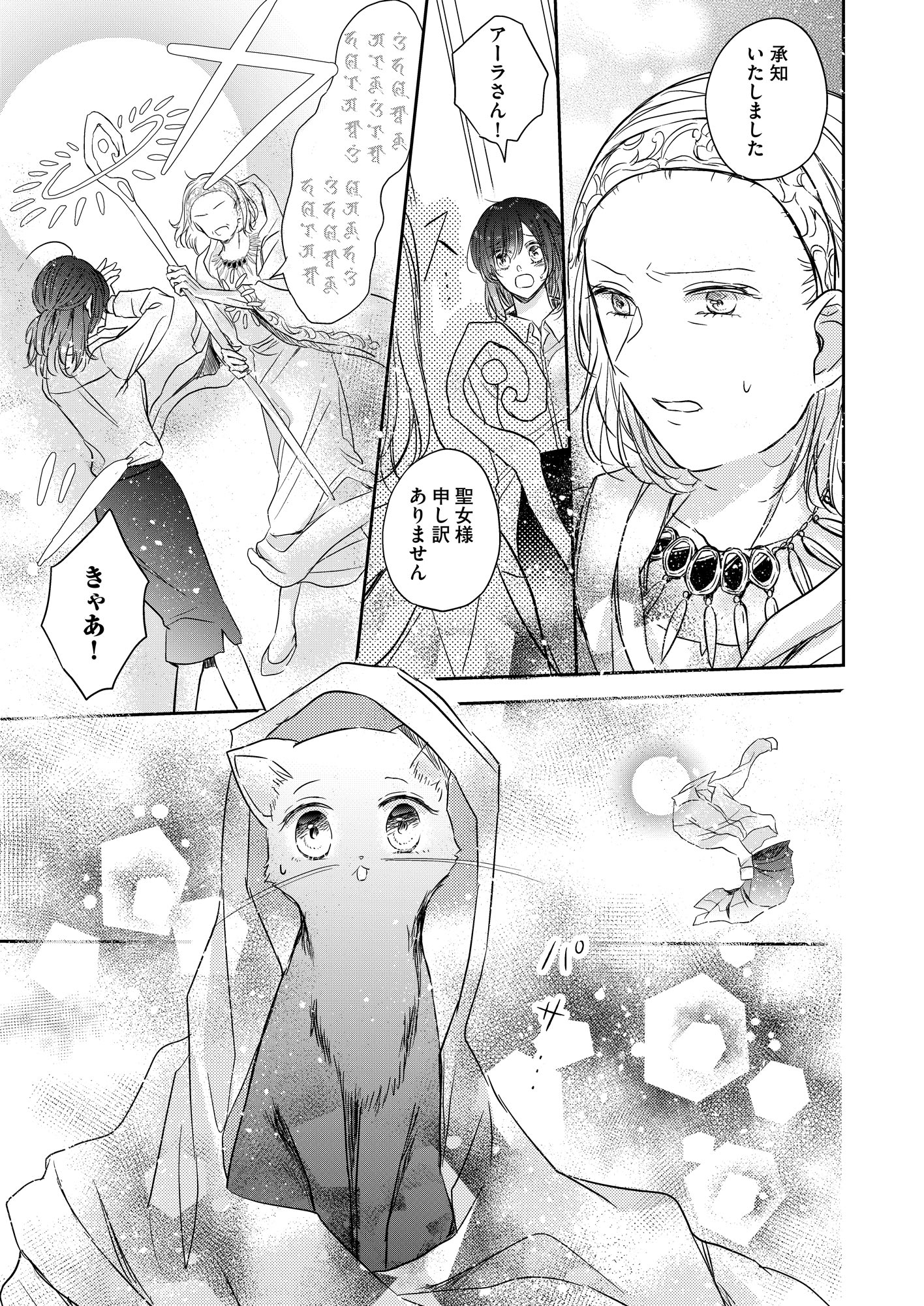 「召喚聖女は魔王様の膝の上～聖女は猫になりまして～」より。