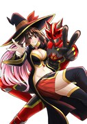 中吉虎吉によるお祝いイラスト。 (c)中吉虎吉/SQUARE ENIX・異世界レッド製作委員会