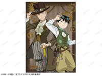 イベント限定のボックス購入特典に用意された「描き下ろし 影山茂夫＆霊幻新隆 スチームパンクver. ブロマイド イベント限定特典」。