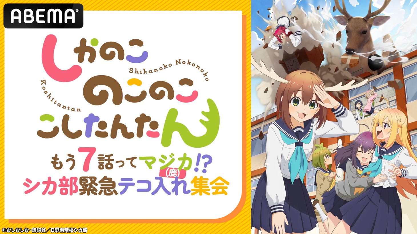 特別番組「もう7話ってマジカ（鹿）!? シカ部緊急テコ入れ集会」のバナー。
