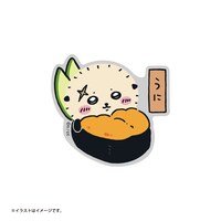 「むちゃうま!!ちいかわ寿司」で販売されるスマホに貼れるサイズのステッカー。