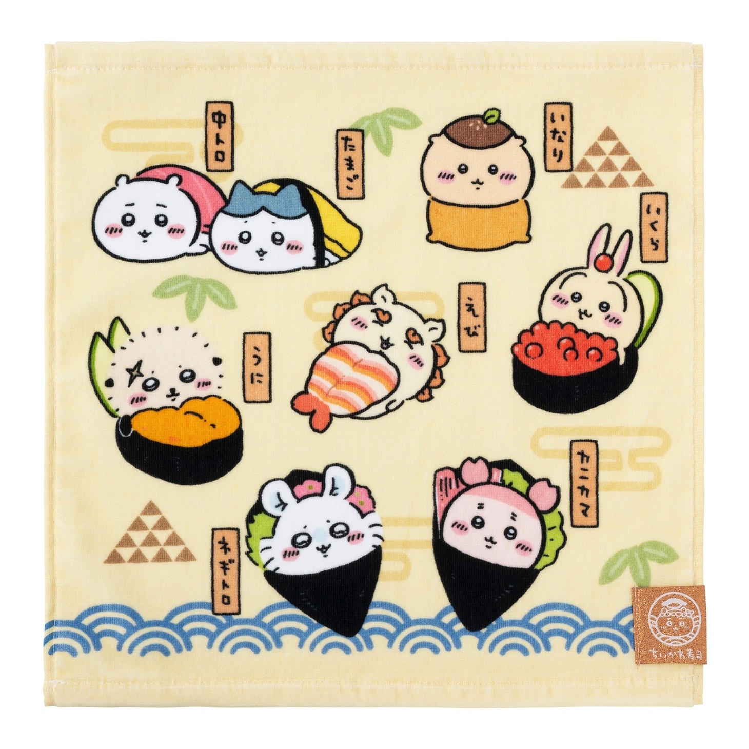「むちゃうま!!ちいかわ寿司」で販売されるハンドタオル。
