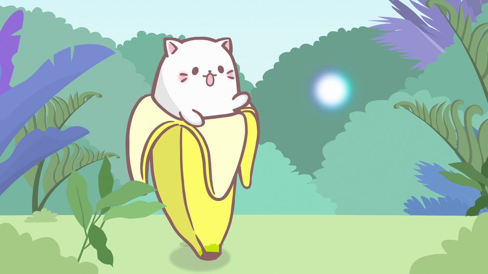 アニメ「ばなにゃ あらうんど ざ わーるど」ティザーPVより。(c)ばなにゃらばーず