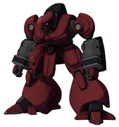 ジョフが搭乗するズサ（型式番号：AMX-102）。ネオ・ジオン残党軍に所属する3機のMSチーム・RGTS仕様機をベースに、彼の操縦特性に合わせた装備類の再セッティングが行われた。