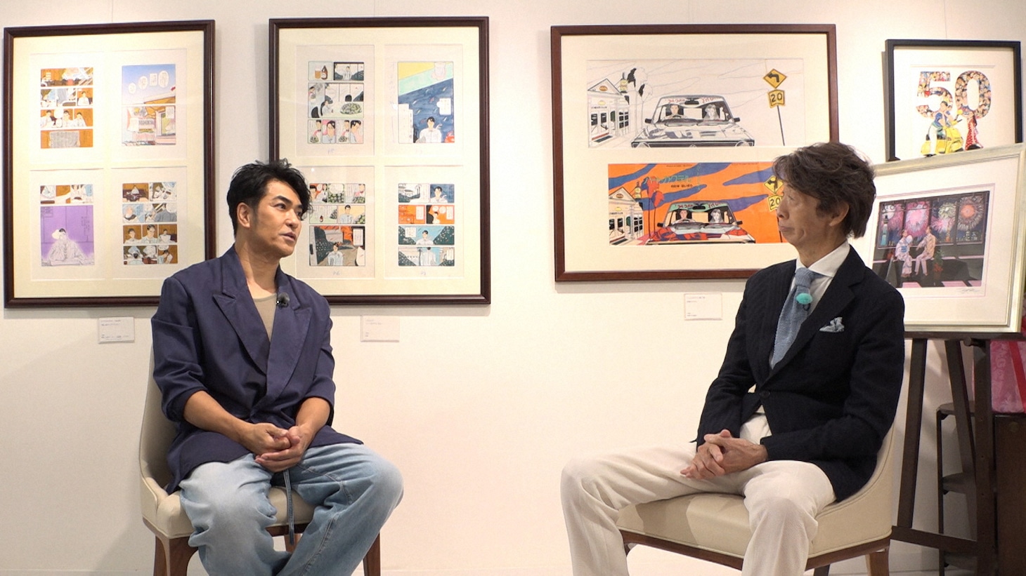 「新美の巨人たち【わたせせいぞう『ハートカクテル』×北村一輝】」より、北村一輝とわたせせいぞう。 (c)テレビ東京