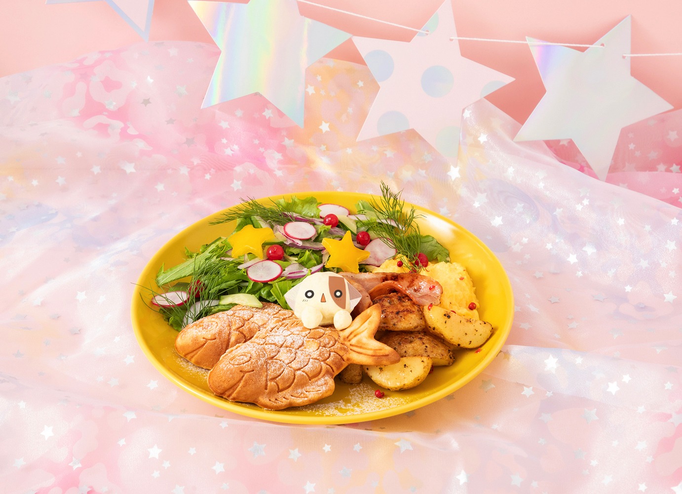 「きらりん☆レボリューション CAFE」で提供される「なーさんの“たいやき”プレート」。