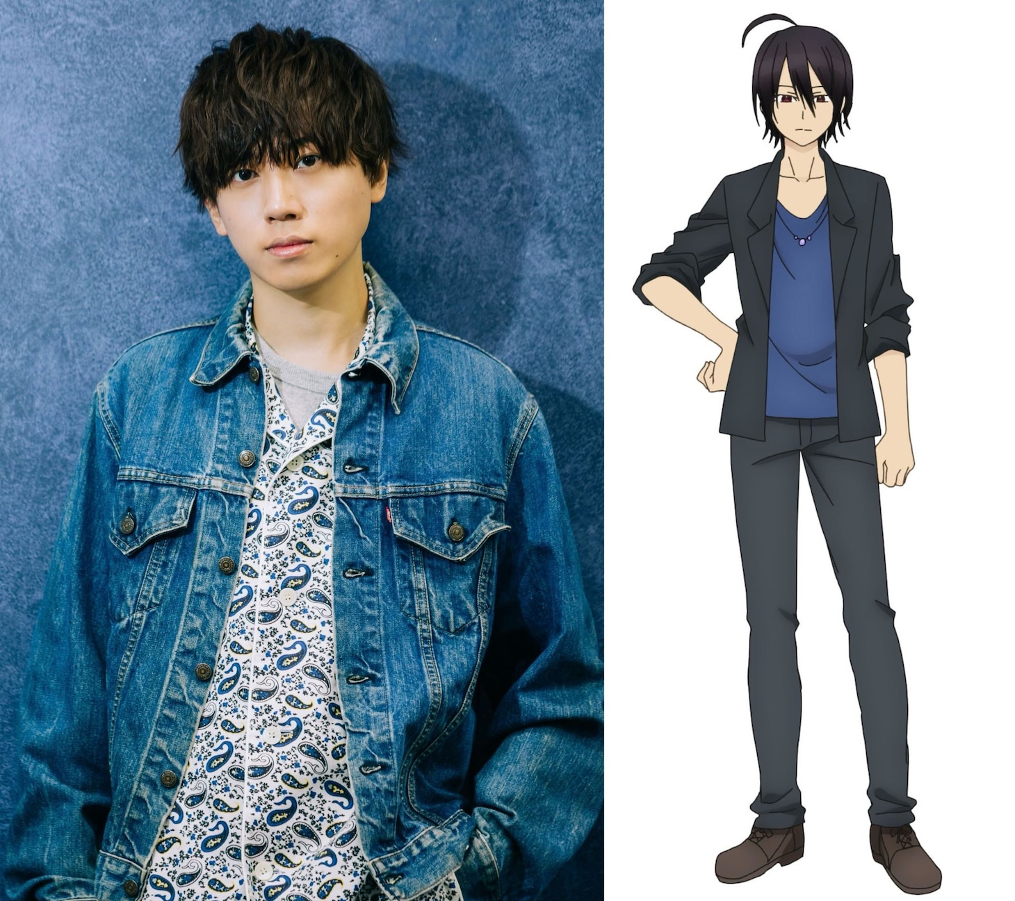 左から梶原岳人、安倍雨明。 (c)田中まい／SQUARE ENIX・妖はじ製作委員会