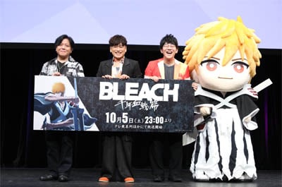 TVアニメ「BLEACH 千年血戦篇-相剋譚-」プレミア上映会の様子。左から杉山紀彰、森田成一、小野友樹。