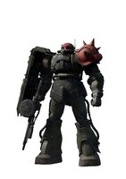 ザクII F型（チャブス機）。ジオン軍の開発したザクIIの量産型。ショルダーアーマーのスパイクが特徴的であるが、実戦用ではなく威嚇用である。部隊カラーリングは肩と頭部に施されている。コードネームはレッド・ウルフ・ブラヴォー。