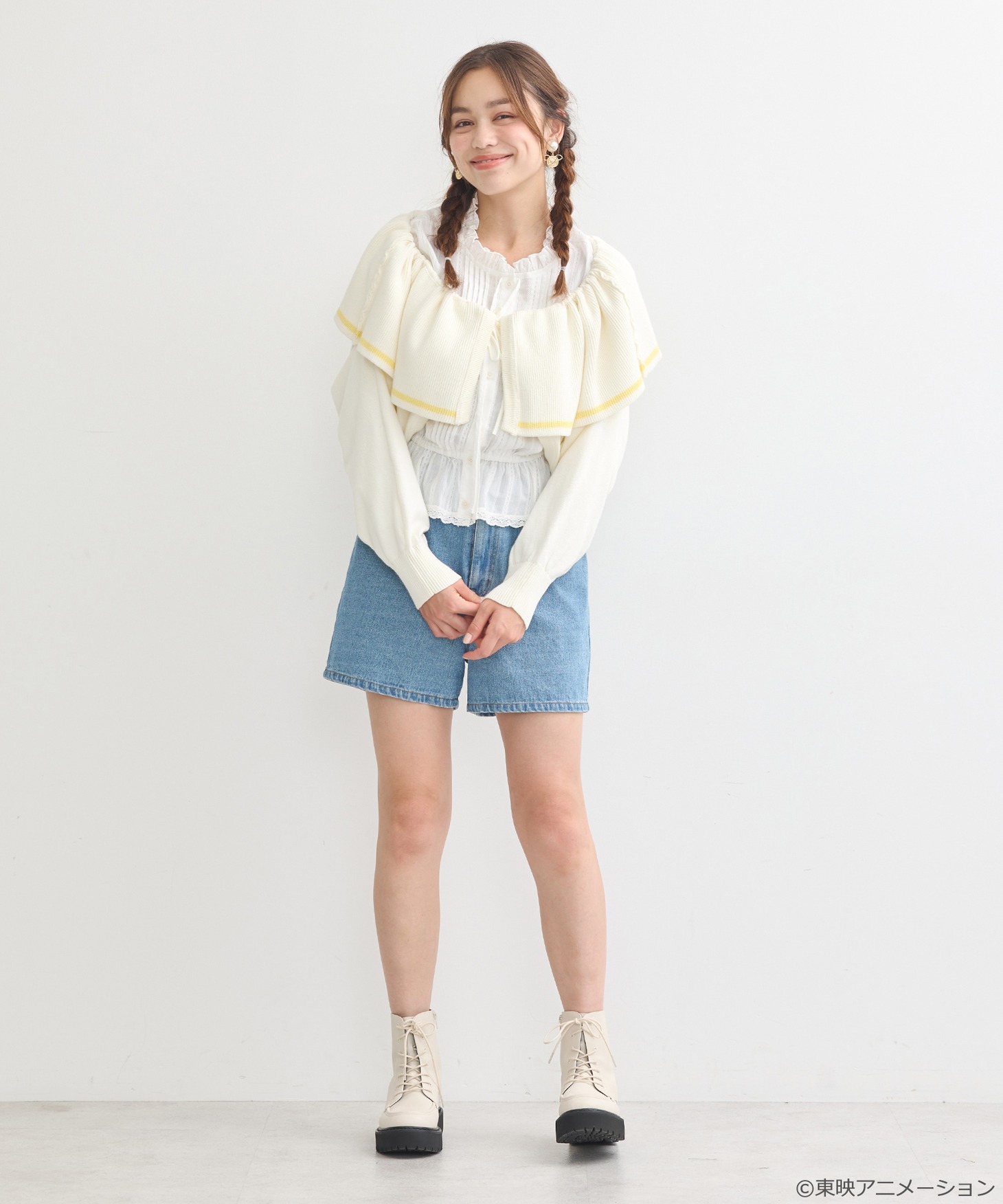 「おジャ魔女どれみ 2WAYカーディガン（ハナちゃんモデル）」の着用例。
