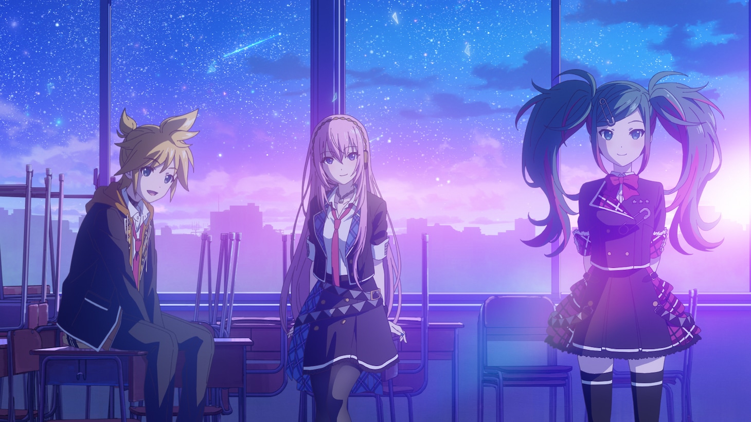「劇場版プロジェクトセカイ 壊れたセカイと歌えないミク」予告編の場面カット。