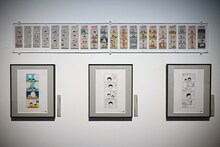 「4コマちびまる子ちゃん」の展示。右がイモトアヤコが挙げたエピソード。 (c)さくらももこ　(c)さくらももこプロダクション