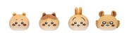ちいかわベーカリーのオリジナルグッズ。左から「パンみたいなもちもちマスコット （ちいかわ）」「パンみたいなもちもちマスコット （ハチワレ）」「パンみたいなもちもちマスコット （うさぎ）」「パンみたいなもちもちマスコット （モモンガ）」。