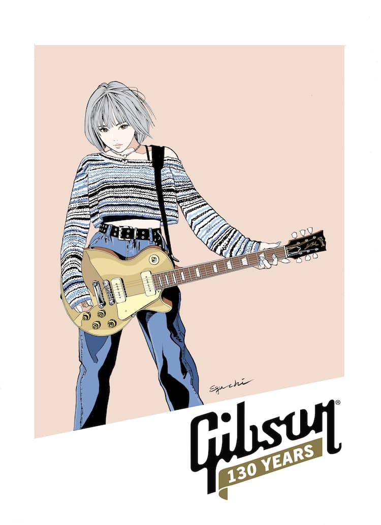 Gibson 130周年記念 江口寿史 ホワイトパーカー L（イラストレーター 