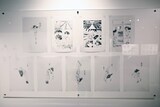 「博 漫画家デビュー15周年記念『明日ちゃんのセーラー服』原画展」の様子。