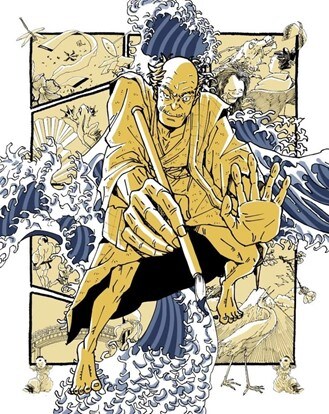 「ECHOES OF ART ～オマージュ北斎～」に展示されているうめの作品。