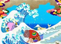 「ECHOES OF ART ～オマージュ北斎～」に展示されている柴田亜美の作品。