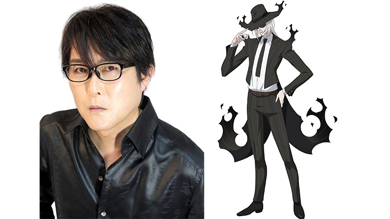 左から子安武人、案内人のキャラクタービジュアル。