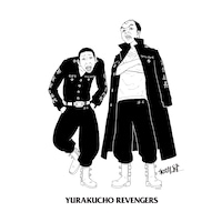 和久井健が描き下ろした、アンガールズ扮する「有楽町リベンジャーズ」の2人のイラスト。