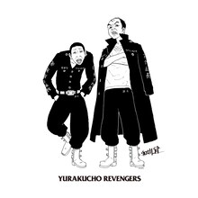 和久井健が描き下ろした、アンガールズ扮する「有楽町リベンジャーズ」の2人のイラスト。