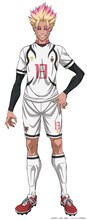 士道龍聖（CV：中村悠一）。自身を“爆発”させるサッカーに並々ならぬ思いを持つ超攻撃特化型ストライカー。粗削りだが天性のサッカーセンスを持ち、ペナルティエリア内であれば誰よりも正確にゴールへの匂いを嗅ぎつける。暴力をふるうことに躊躇しない危険人物だが、サッカーにかける情熱は本物で自らのプレーを「生命活動」と称する。U-20日本代表戦では試合直前、冴の勧誘に乗り、代表チームの一員に。切り札的存在として“ブルーロック（青い監獄）”の前に立ちはだかる。
