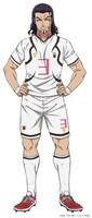 仁王和真（CV：佐藤拓也）。U-20日本代表のセンターバック。髭を生やしていることやオールバック、荒っぽい言動も相まって20歳以下には見えない威厳のある出で立ちをしている。武器は素早く、そして執念深く相手に食らいついていく攻撃的なディフェンス。