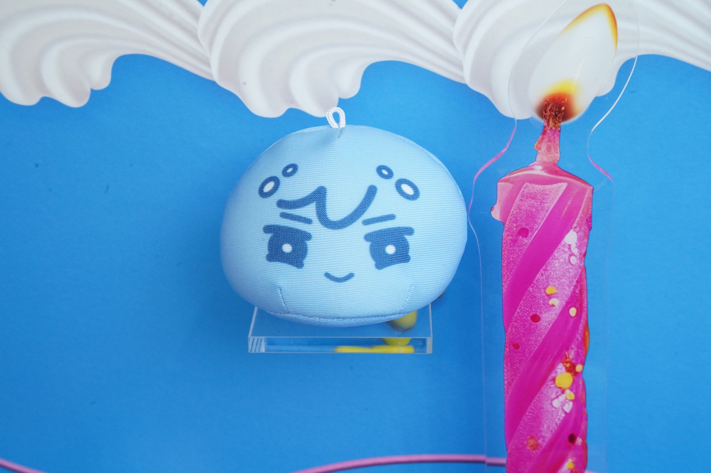 「おまんじゅうにぎにぎマスコット10th Birthday Party POP UP SHOP」に登場したドヤ顔のおまんじゅう。
