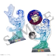 「真船一雄 漫画家40周年記念 スーパードクターKシリーズ原画展 Kの系譜」で販売される缶バッジを掛けることができるアクリルスタンド。