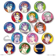 「真船一雄 漫画家40周年記念 スーパードクターKシリーズ原画展 Kの系譜」のガチャガチャで排出される「K一族の缶バッジ」。