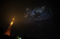 カウントダウン・ドローンショーの様子。