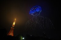 カウントダウン・ドローンショーの様子。