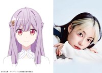 ミア・アデナウアーのキャラクタービジュアル（左）と本渡楓（右）。