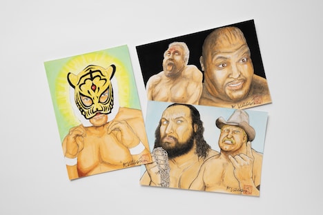 「『プロレススーパースター列伝』秘録」のプレゼント企画で用意された描き下ろし色紙。