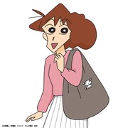 「クレヨンしんちゃん 主婦代表!? みさえが本気で考えたお買いものにちょうどいい 洗える大容量エコバッグBOOK」のために描き下ろされたイラスト。