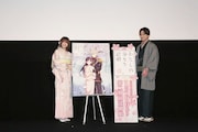 先行上映会トークショーより。斎森美世役の上田麗奈(左)と久堂清霞役の石川界人(右)。