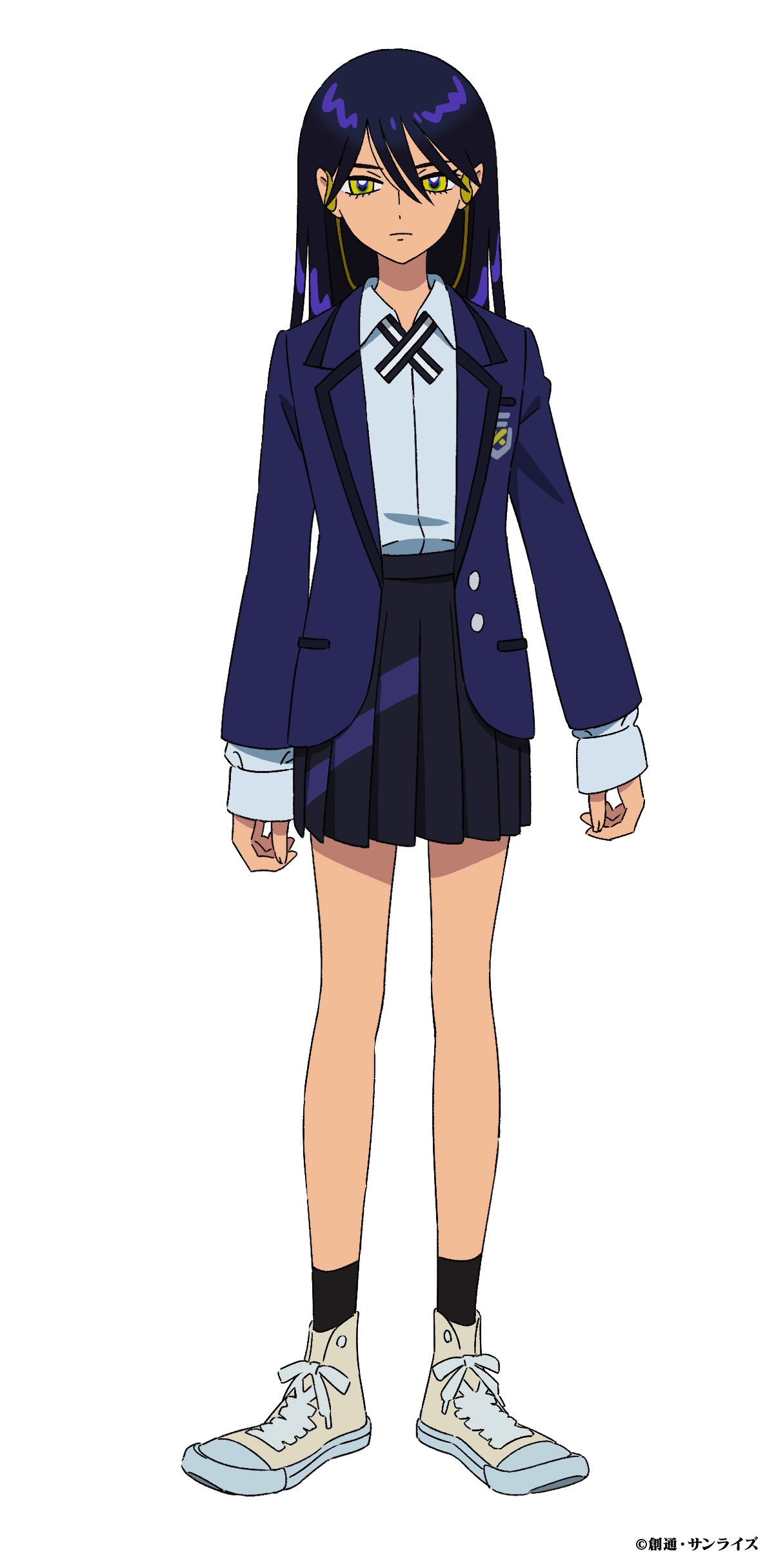 ニャアン（CV：石川由依）。非合法な運び屋をしている少女。故郷が戦場となり難民となった時、幼い彼女は家族の安否を確認する暇もなく、単身プチ・モビルスーツでコロニーを脱出。運よく船に拾われてマチュの住むコロニーに来た。最優先事項は生き抜くことである。