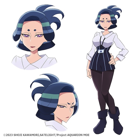 ムナカタキョウコ(CV:安野希世乃)。私立江ノ島学園教員。通常の授業に加え、エレメントクラスを受け持つ。(c)2023 SHOJI KAWAMORI,SATELIGHT/Project AQUARION MOE