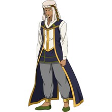 アジール・アヌマ・ククジャ（CV：古川慎）。鉱山都市・ククジャの領主。人間と亜人を平等に支配するため、太陽の森への侵略を企む。(c)中吉虎吉/SQUARE ENIX・異世界レッド製作委員会