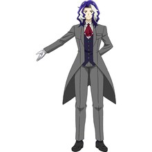 ヴィダン（CV：鈴村健一）。ククジャの街の領主・アジールの執事。彼の夢を叶えるため暗躍する謎多き男。(c)中吉虎吉/SQUARE ENIX・異世界レッド製作委員会